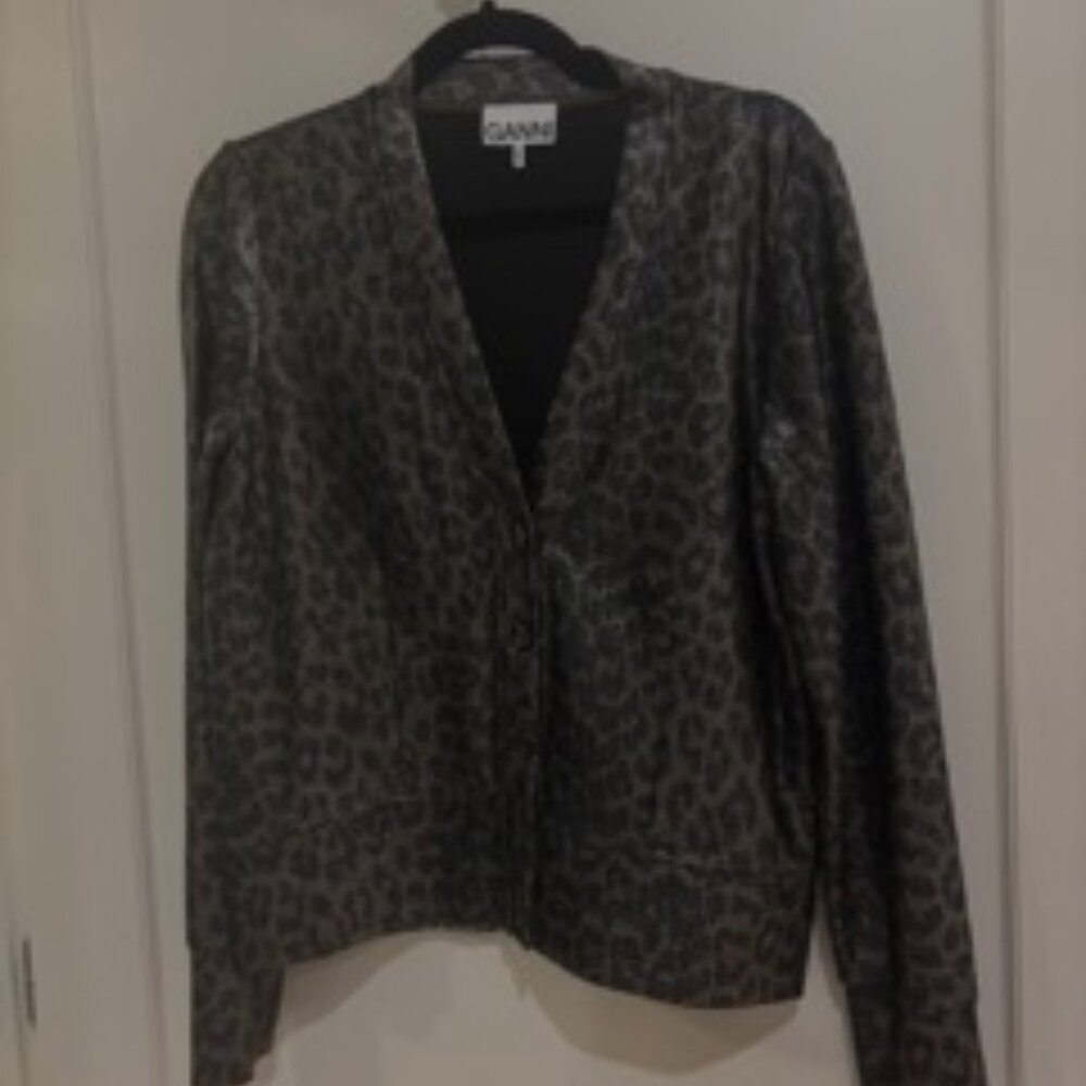 NWOT GANNI Women's Black and Green Cardigan